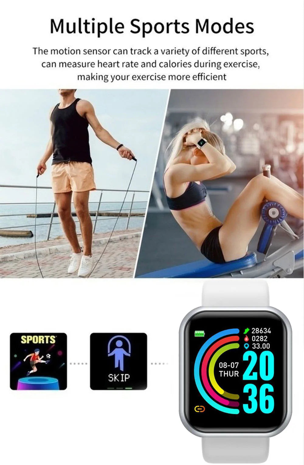 Montre Connectée Bluetooth Sport, Multi-usage – Homme & Femme