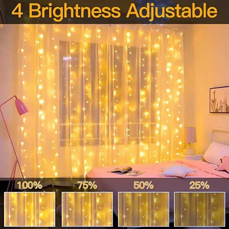 Rideau Lumineux LED à Fil de Cuivre – 8 Modes avec Télécommande USB