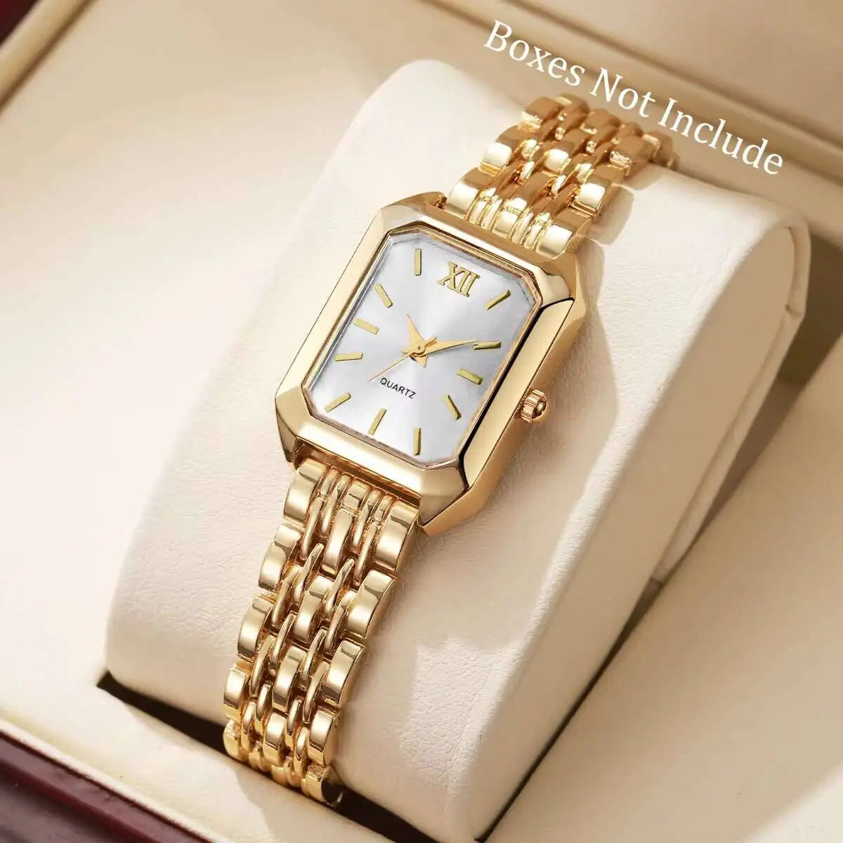 Montre à Quartz Rectangulaire pour Femmes – Bracelet Analogique de Luxe