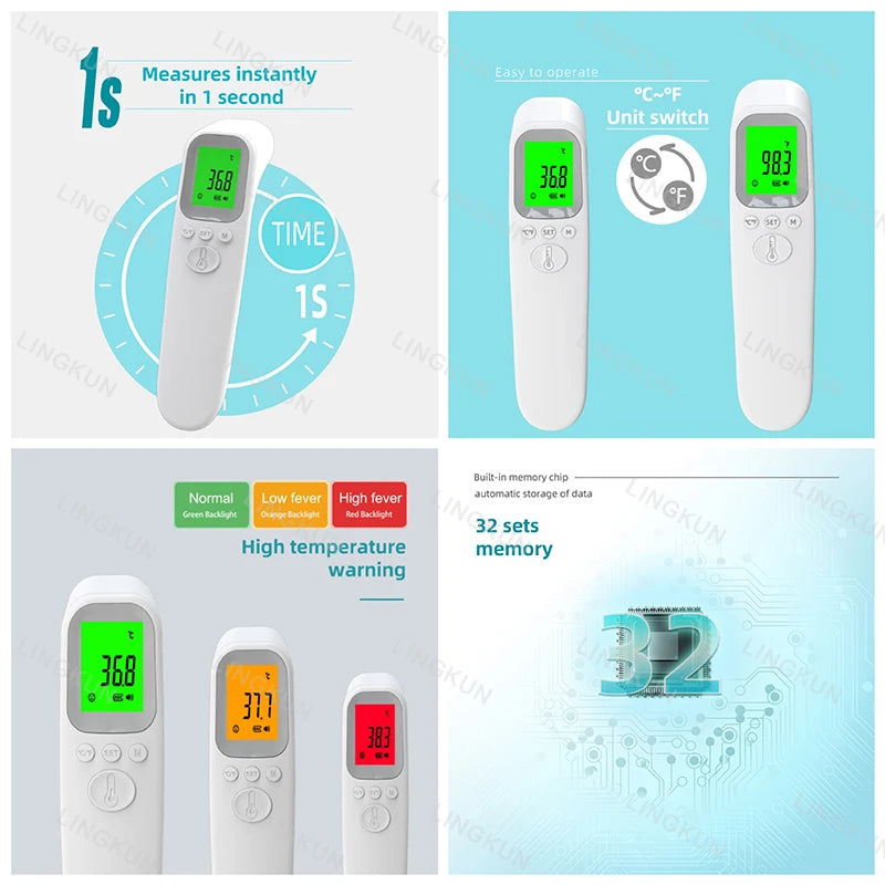 Thermomètre Infrarouge Numérique Médical & Mesure Rapide de Température