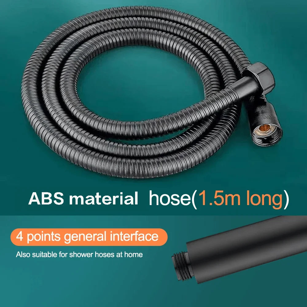 Pommeau de Douche Haute Pression à Economie d’Eau, 5 Modes Réglables, Bouton Stop, avec Tuyau Inox – Acryonitrile Butadiène Styrène