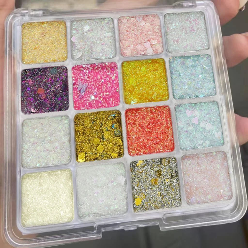 Palette Fards à Paupières 16 Teintes Sparkling Magic – Finis Perle, Mat & Métallique, Maquillage Coréen Scène & Quotidien