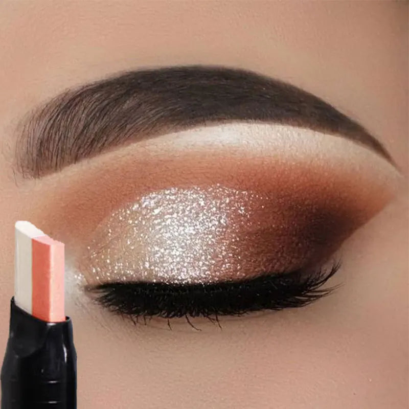 Bâton Fard à Paupières Double Couleur – Dégradé Scintillant & Effet Métallique Waterproof