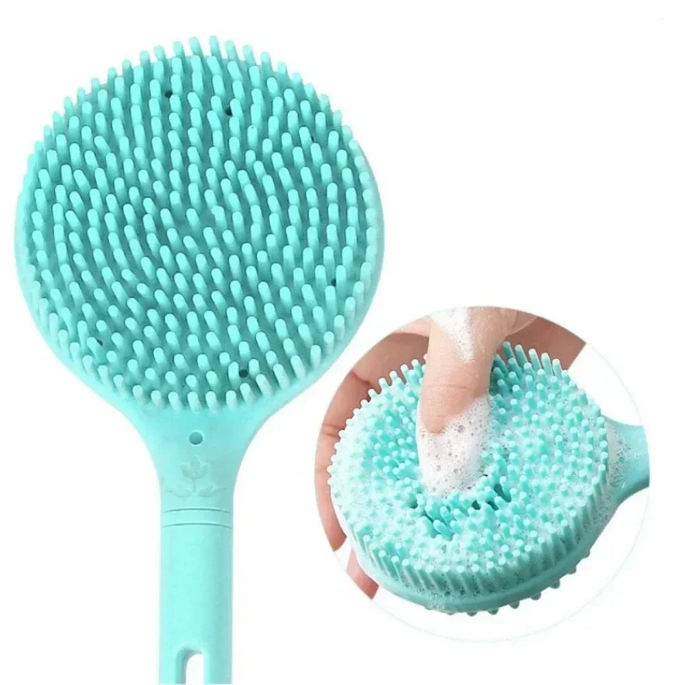 Brosse de Bain à Long Manche en Silicone, Douche Double Face, Exfoliante, Gommage du Corps, Brosses de Massage