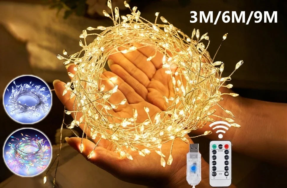 Rideau Lumineux LED à Fil de Cuivre – 8 Modes avec Télécommande USB