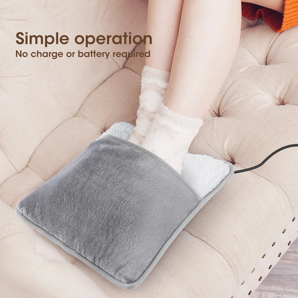 Coussin Chauffant Électrique pour Pieds – Alimenter par USB, Peluche Douce et Lavable