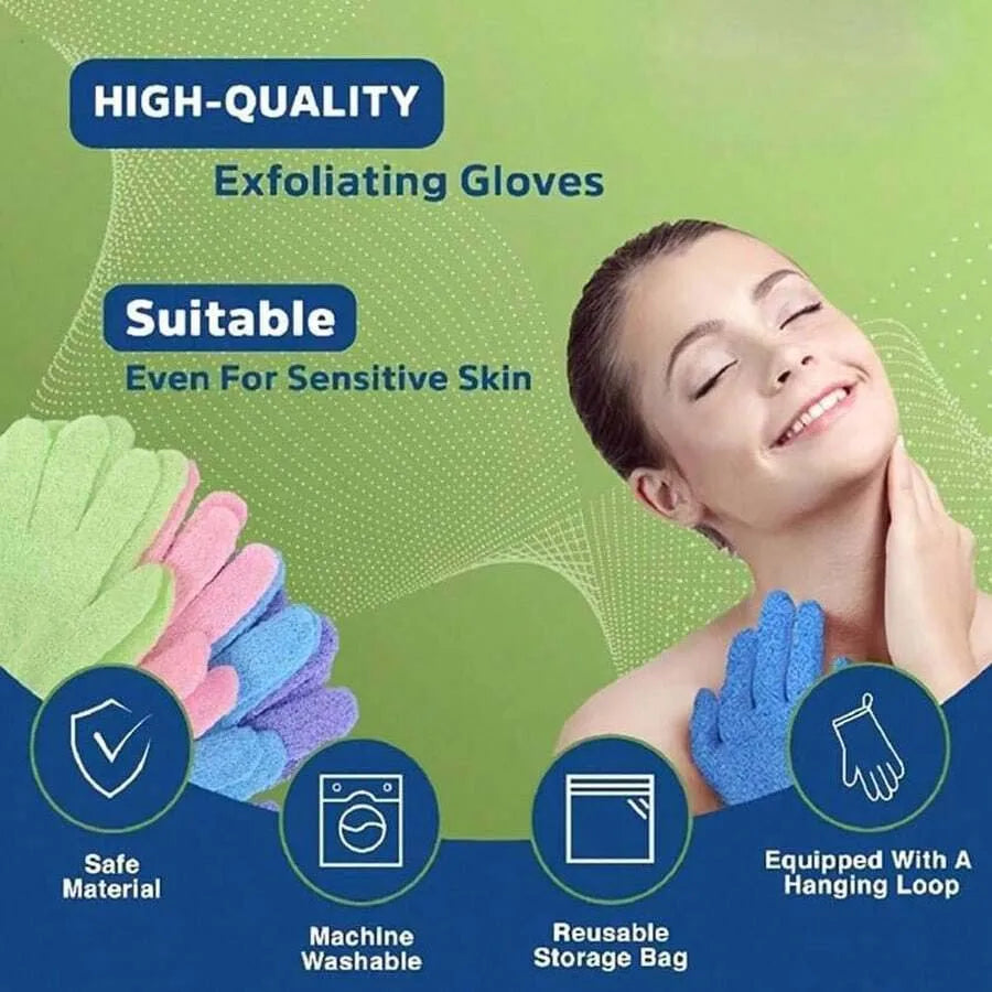 Gants de Douche Exfoliants Réversibles – Gommage Corporel et Nettoyage du Dos, Accessoire de Bain Pratique