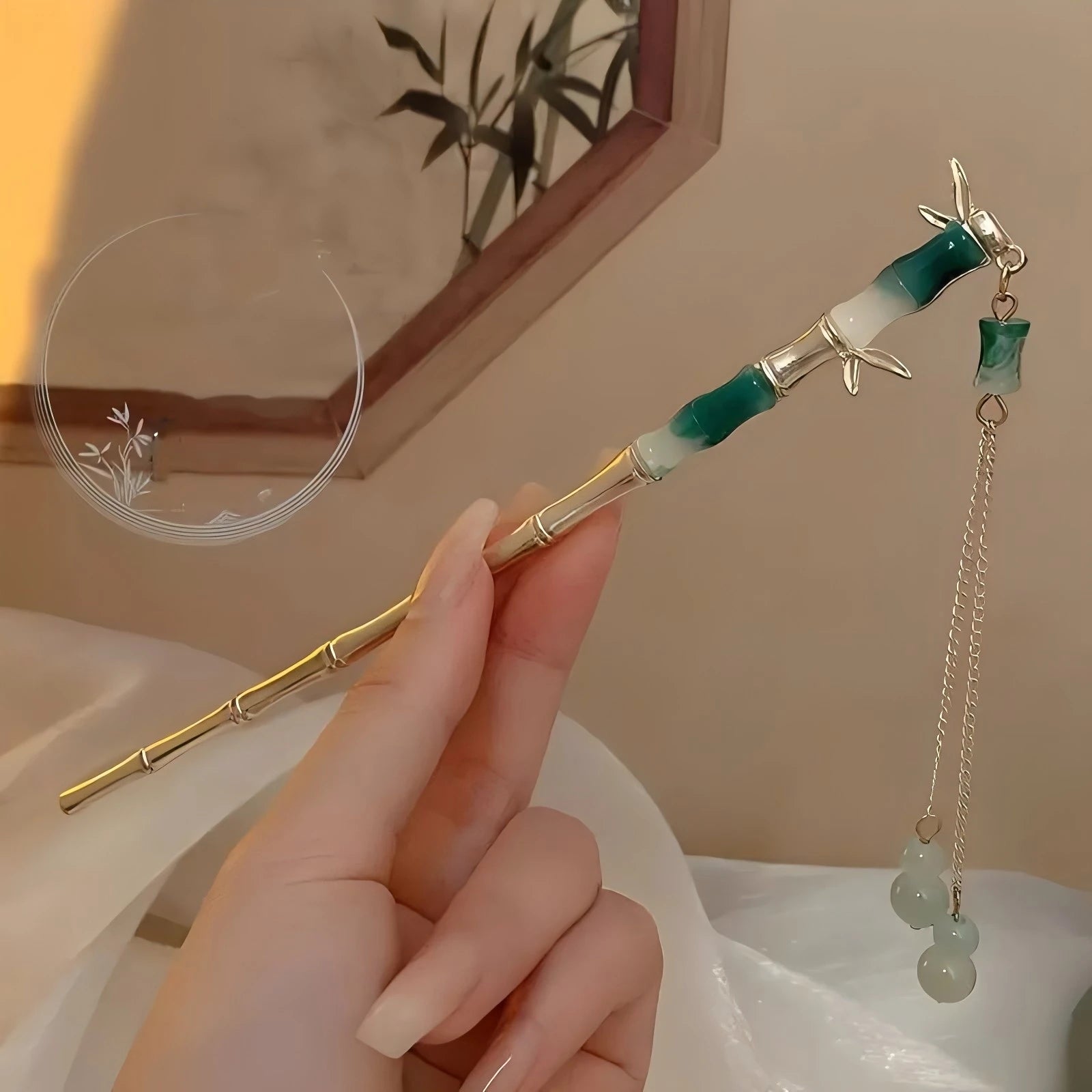 Pince à Cheveux Élégante Style Chinois – Bâton à Pompon Floral Traditionnel