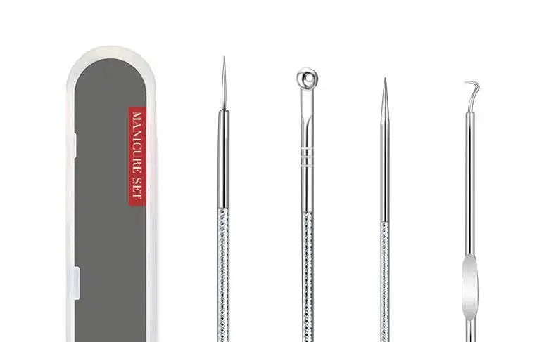 Kit D'Outils Pour Points Noirs, Nettoyant De Pores, Crochets Et Dissolvants De Boutons, Soins De La Peau, Non Parfumé, 4 Pièces/Ensemble