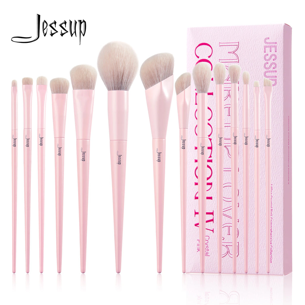 Set de Pinceaux de Maquillage Professionnel Rose Premium avec Poil Vegan – 14 pièces