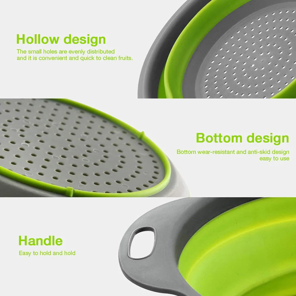Panier de Vidange Pliant en Silicone – Passoire et Egouttoir Pliable pour Fruits et Légumes
