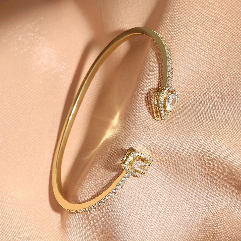 Bracelet Manchette Géométrique pour Femmes – Bijoux Mode Instagram en Zircone Cubique