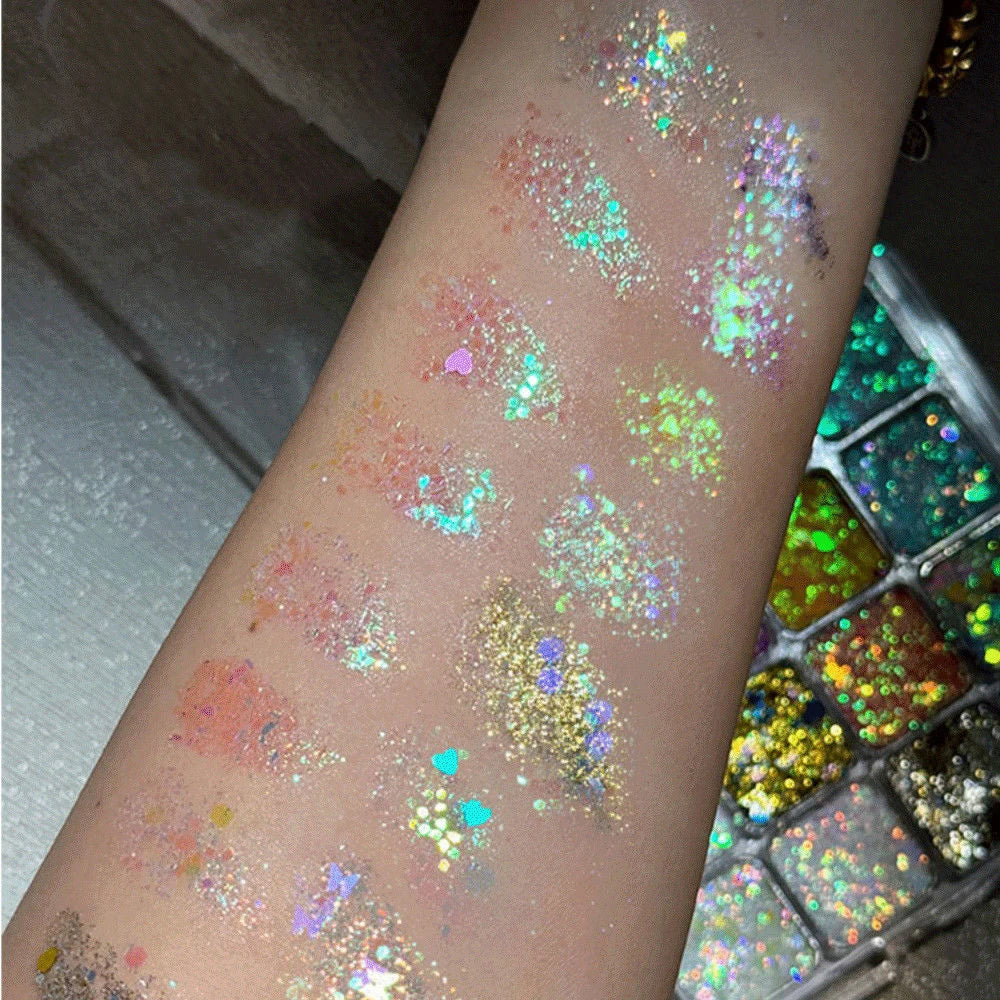 Palette Fards à Paupières 16 Teintes Sparkling Magic – Finis Perle, Mat & Métallique, Maquillage Coréen Scène & Quotidien