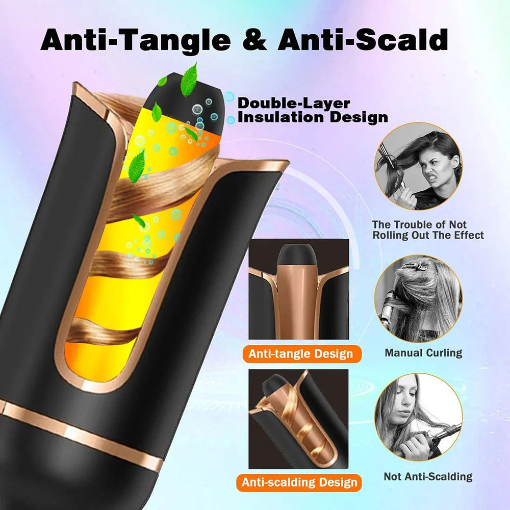 Bigoudi en Céramique Rotatif Automatique Fer à Friser Outil de Coiffure