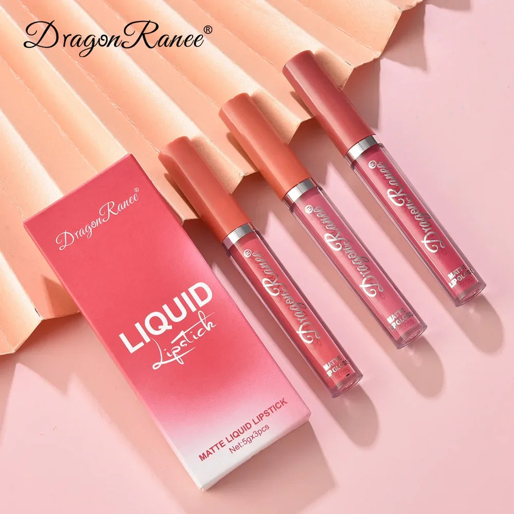 Ensemble de 3 Rouges à Lèvres Liquides – Longue Tenue & Waterproof