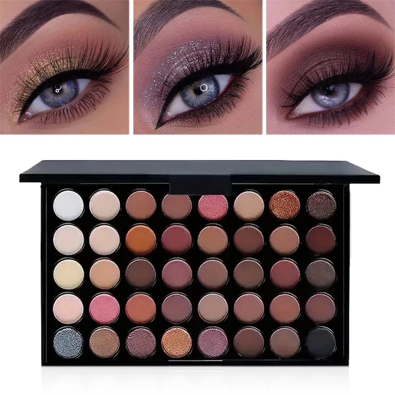 Palette de Fards à Paupières Pailletés – 40 Couleurs, Longue Durée et Étanche