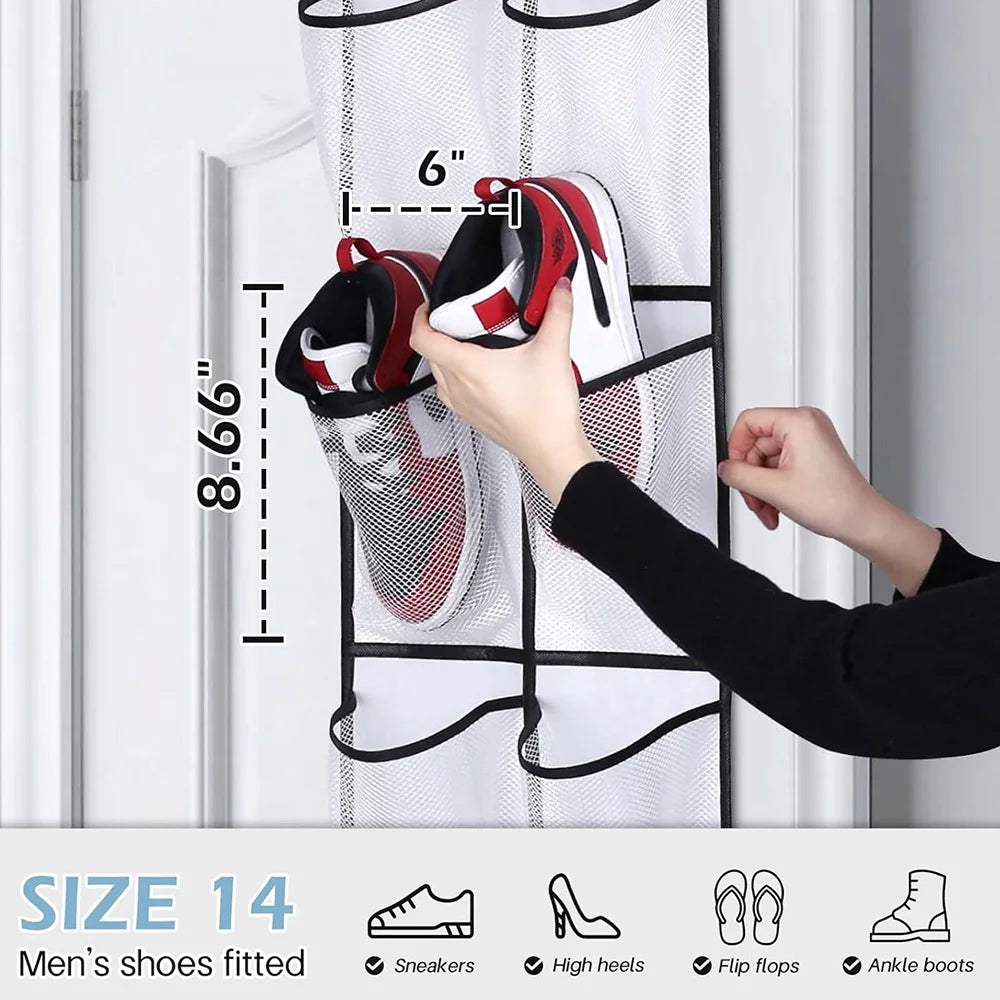 Organisateur de Chaussures Suspendu 12 Poches – Rangement Portable Transparent