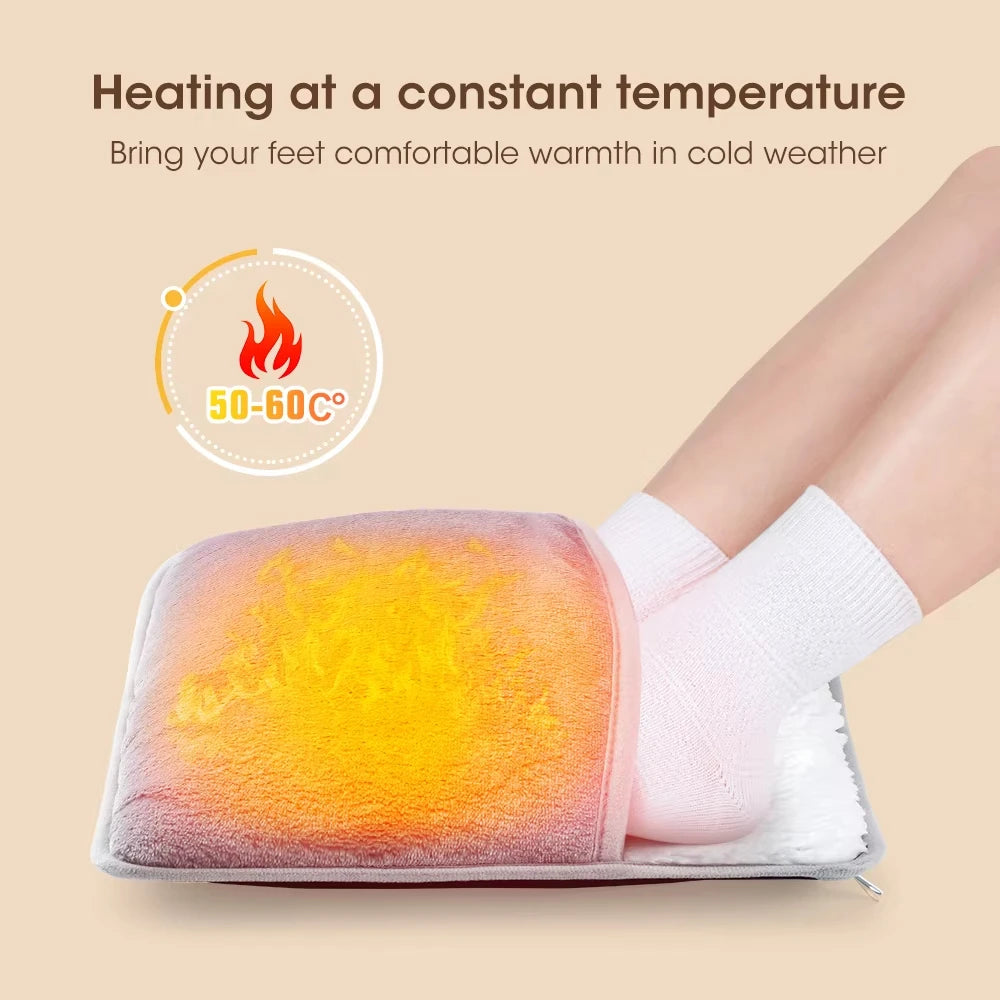 Coussin Chauffant Électrique pour Pieds – Alimenter par USB, Peluche Douce et Lavable