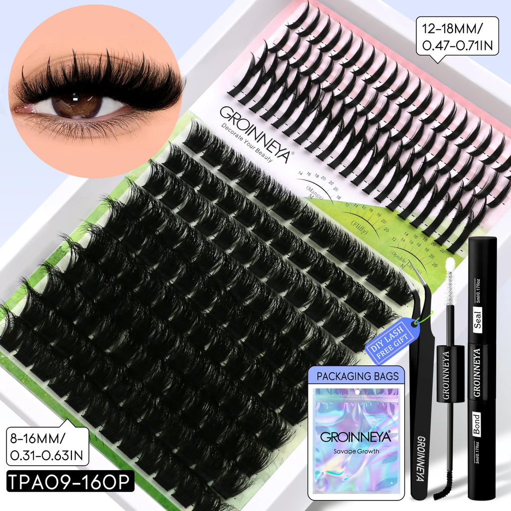 Lash Clusters Kit DIY Manga Cluster Lashes Set Spikes Lashes Cluster Extension Full Set Individual Eyelashes Makeup