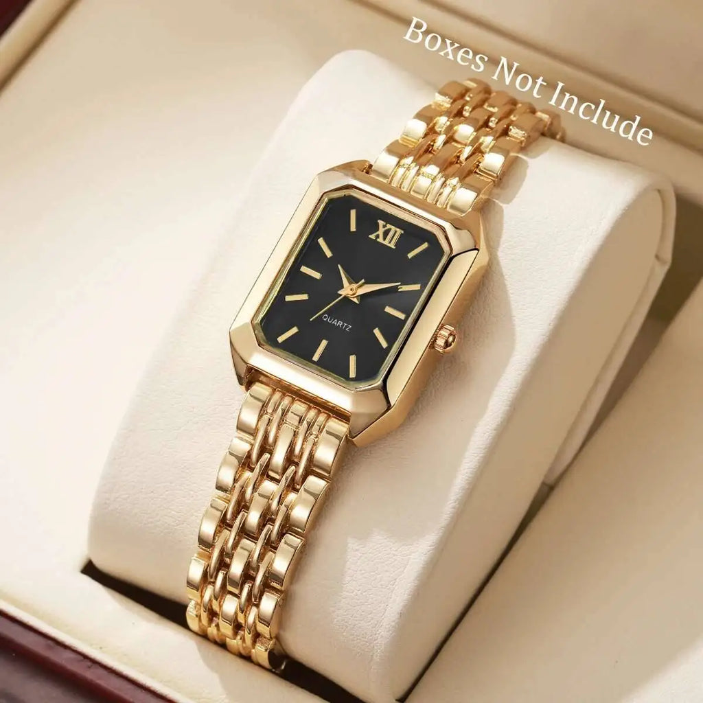 Montre à Quartz Rectangulaire pour Femmes – Bracelet Analogique de Luxe
