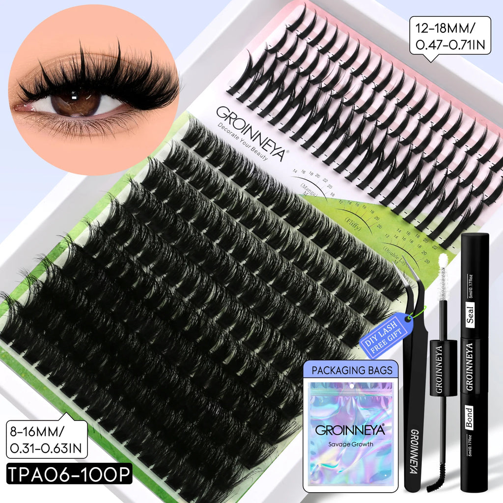 Lash Clusters Kit DIY Manga Cluster Lashes Set Spikes Lashes Cluster Extension Full Set Individual Eyelashes Makeup