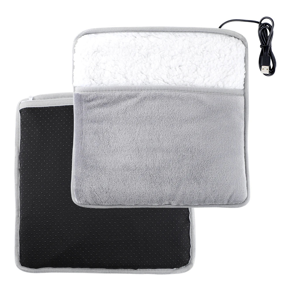 Coussin Chauffant Électrique pour Pieds – Alimenter par USB, Peluche Douce et Lavable
