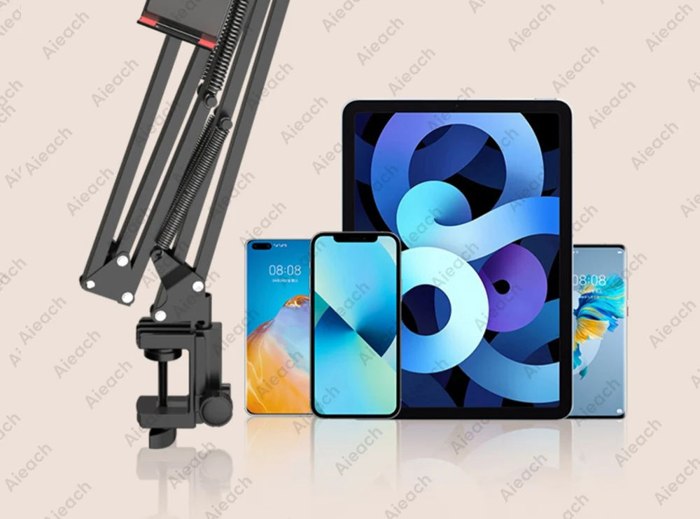 Support de Tablette et Téléphone pour Lit – Bras Métallique 90 cm Rotatif 360°