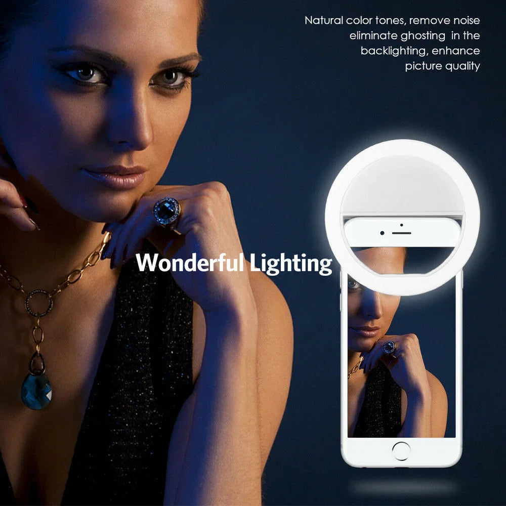 Anneau Lumineux LED Selfie – Recharge USB – Compatible iPhone & Android