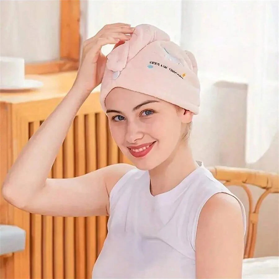Bonnet de Séchage de Cheveux en Molleton de Corail – Absorbant et Rapide