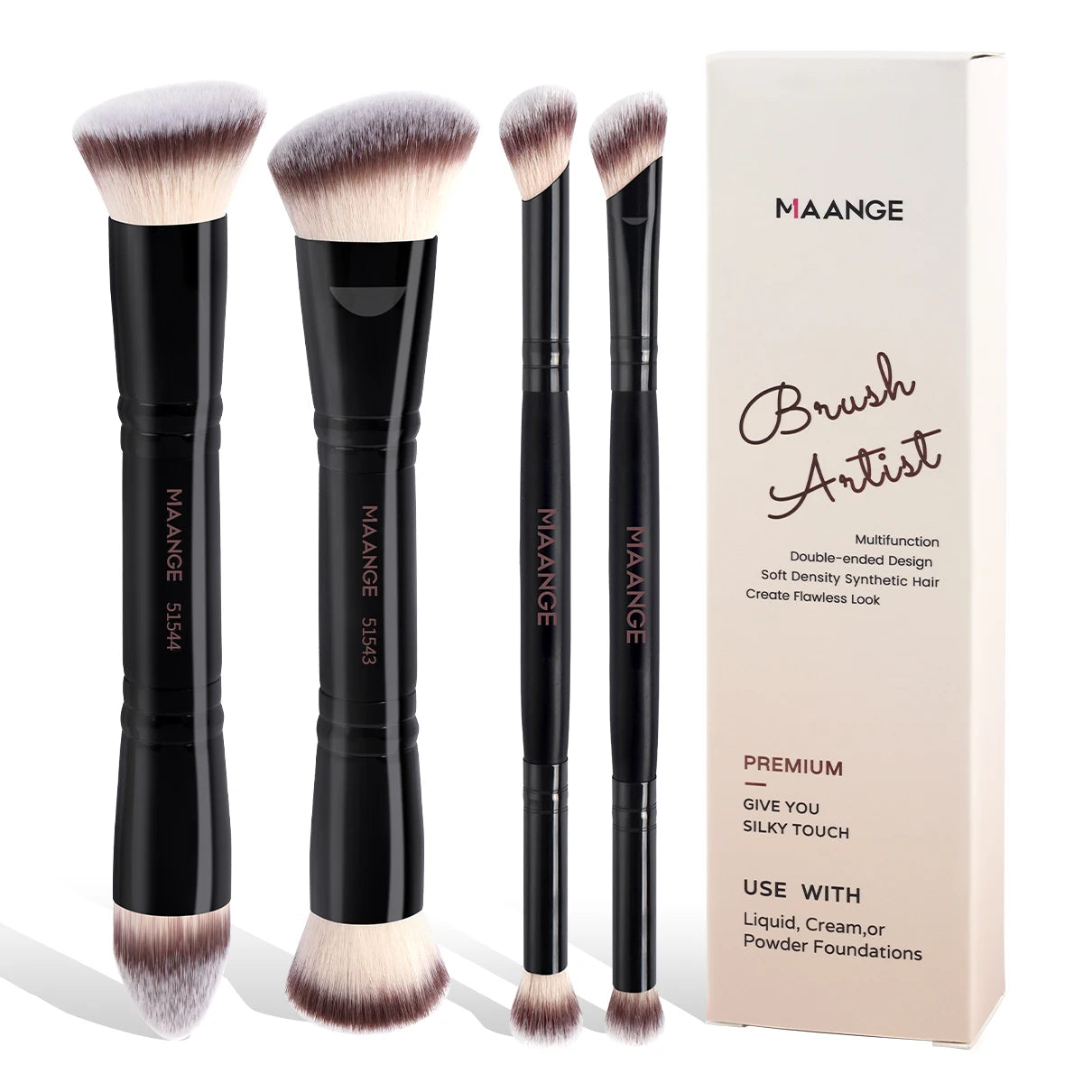 Ensemble de Pinceaux de Maquillage de Base – 4 Pièces avec Boîte