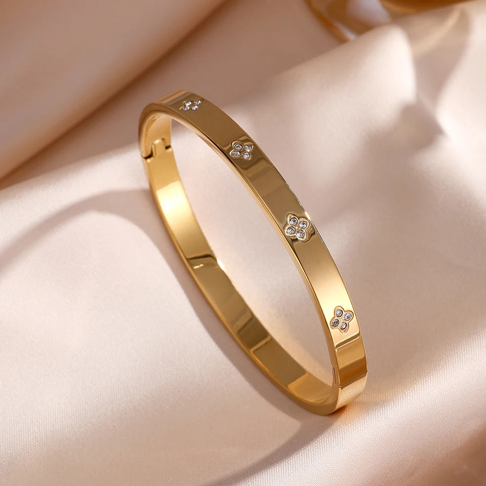 Ensemble De Bracelets En Acier Inoxydable Incrustés De Zircone – Multichoix