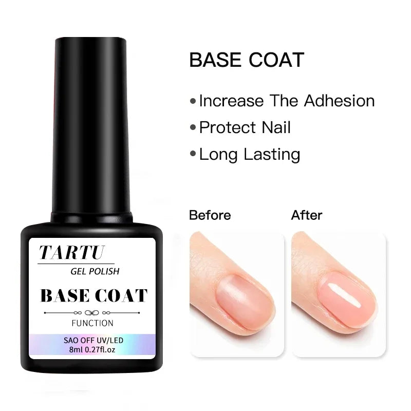 Ensemble de Gel Nail Art 8 ml – Gel de Base, Gel de Finition et Gel de Finition Mate pour Ongles