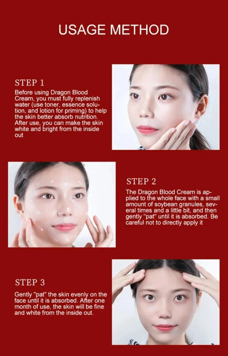 Crème Visage au Sang de Dragon – Rétinol, Placenta & Essence Éclaircissante