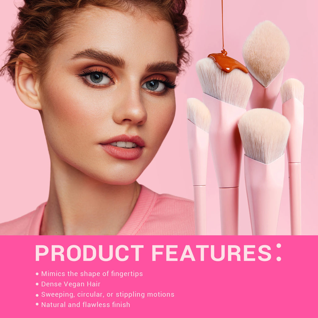 Set de Pinceaux de Maquillage Professionnel Rose Premium avec Poil Vegan – 14 pièces