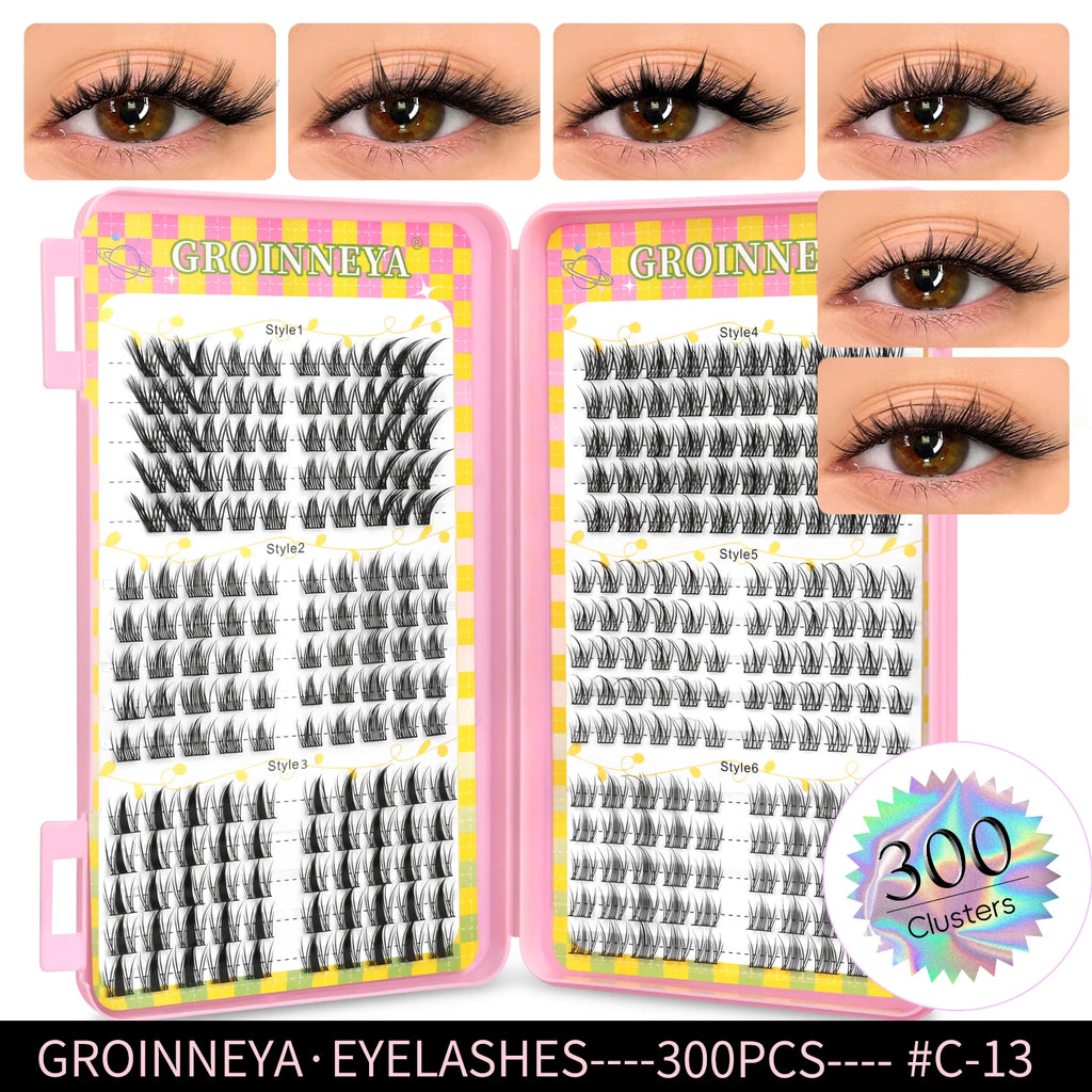Eyelashes Clusters 320 pcs Natural Eyelash extension Cluster Lashes Volume Mixed Tray Lashes Cluster Natural Lashes
