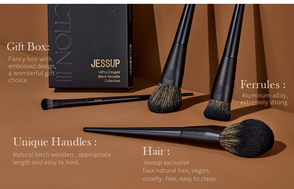 Pinceau de Maquillage Professionnel, Jessup Set,10-14pcs