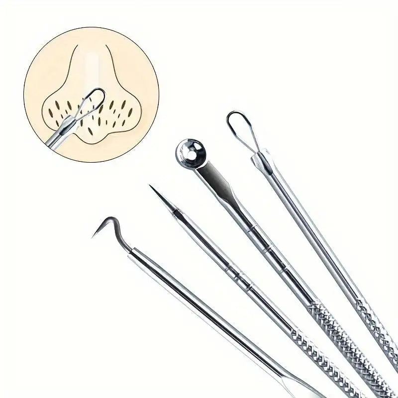 Kit D'Outils Pour Points Noirs, Nettoyant De Pores, Crochets Et Dissolvants De Boutons, Soins De La Peau, Non Parfumé, 4 Pièces/Ensemble