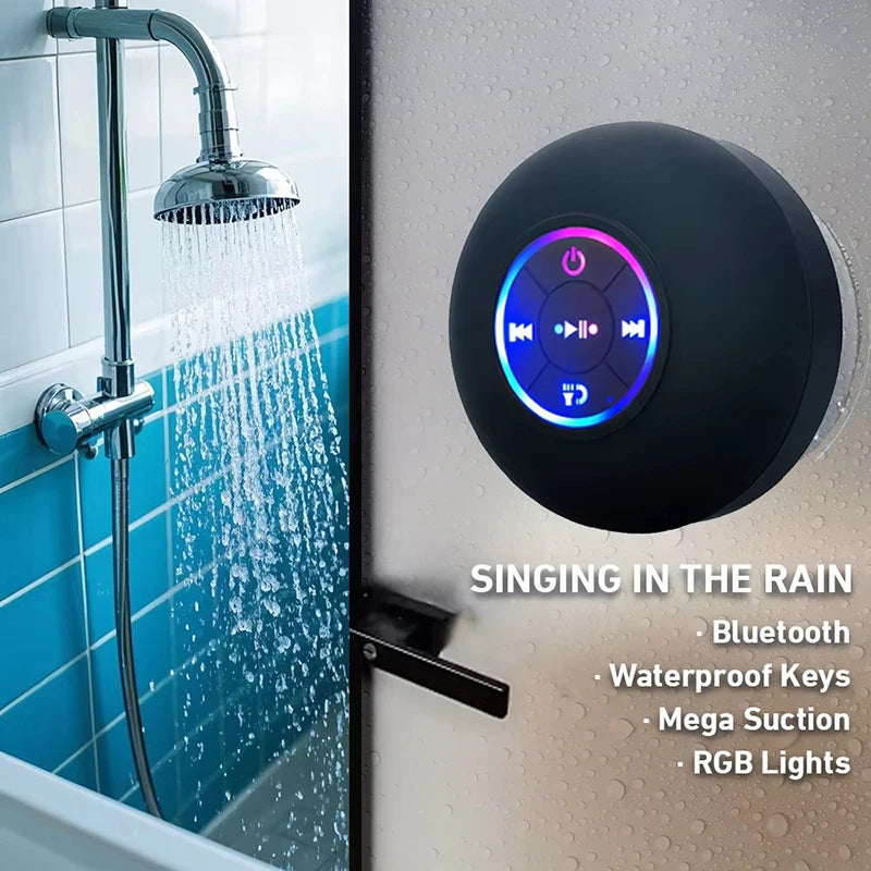 Haut-Parleur Bluetooth Portable Etanche IPX4 – Ventouse Intégrée & Lumière LED - Rechargeable par USB