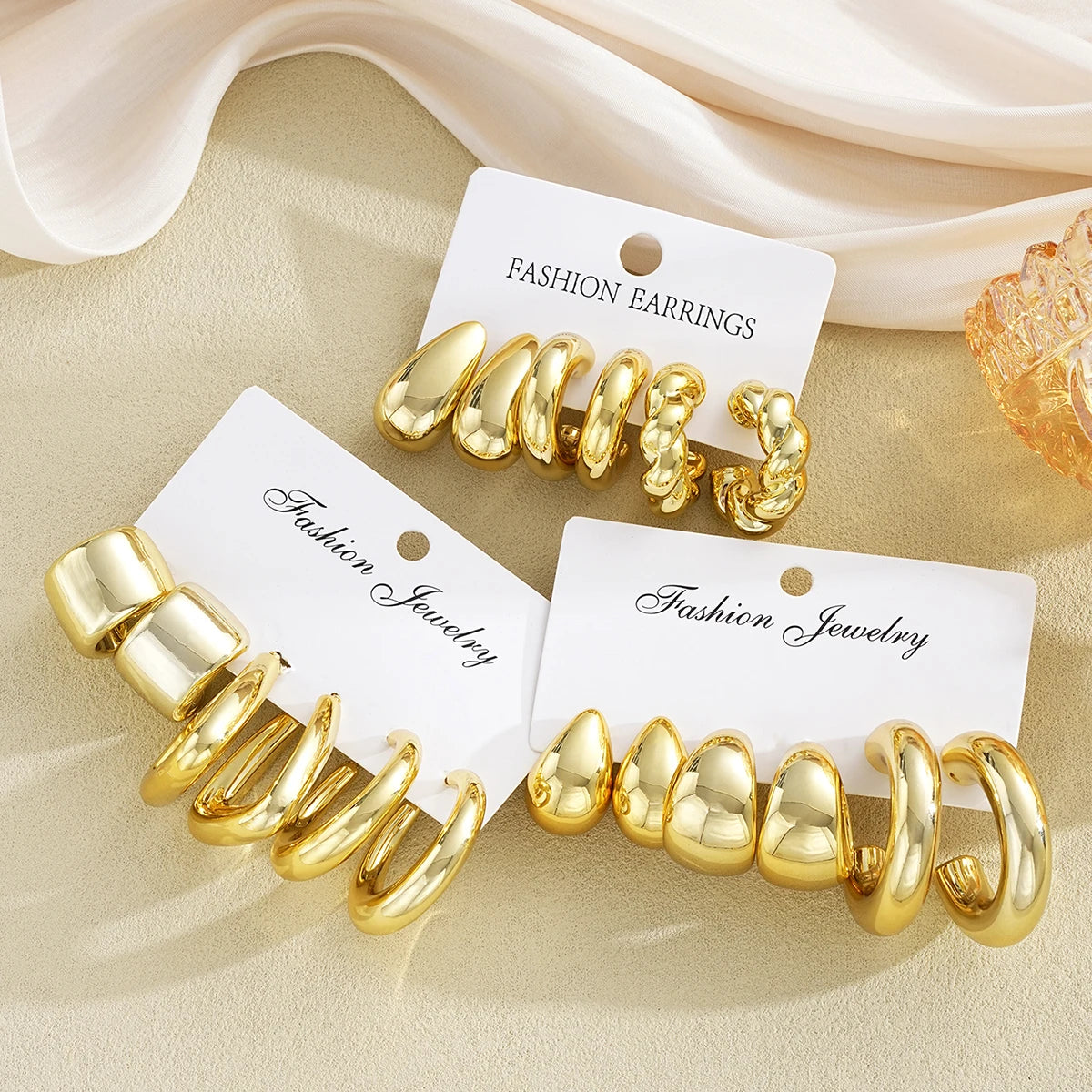 Ensemble de Boucles d’Oreilles – Style Vintage, Géométrique & Mode