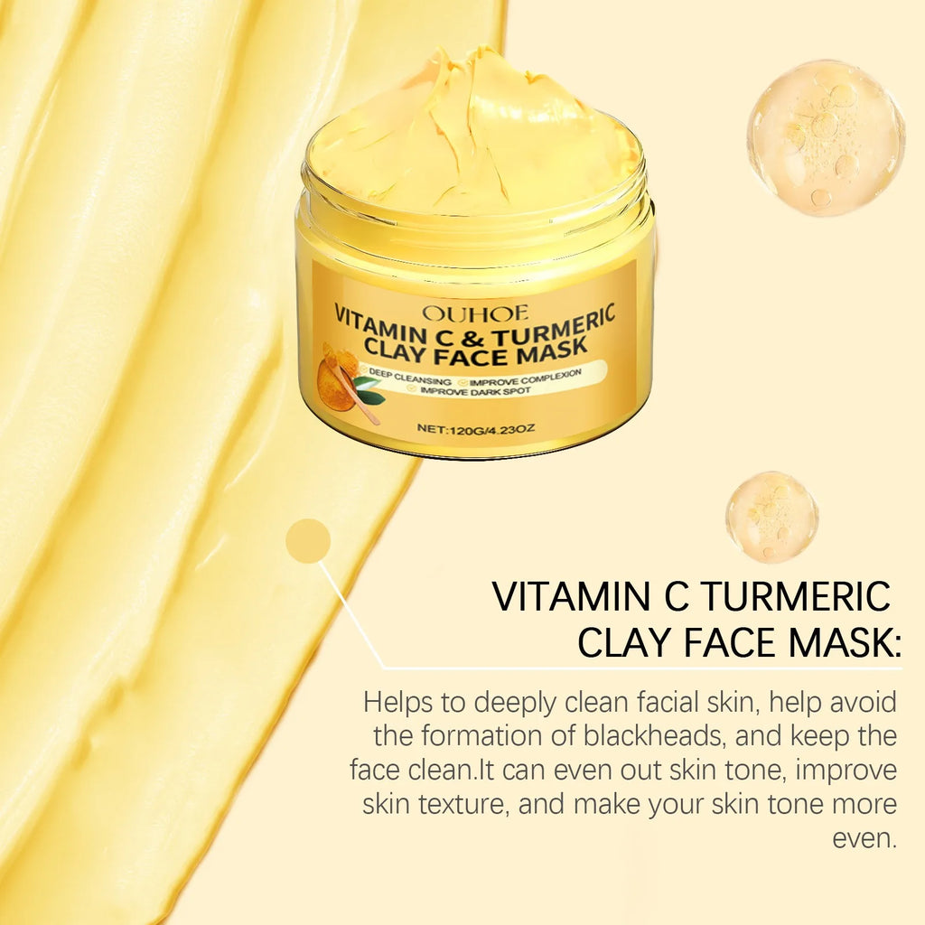 Masque Facial Exfoliant à la Vitamine C & Curcuma – Nettoyage en Profondeur et Traitement Anti-Acné