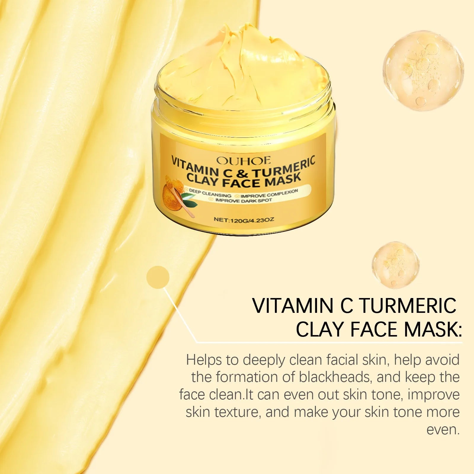 Masque Facial Exfoliant à la Vitamine C & Curcuma – Nettoyage en Profondeur et Traitement Anti-Acné