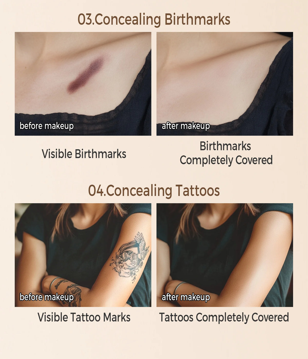 Correcteur Haute Couverture Imperméable – Camoufle Tatouages & Cicatrices