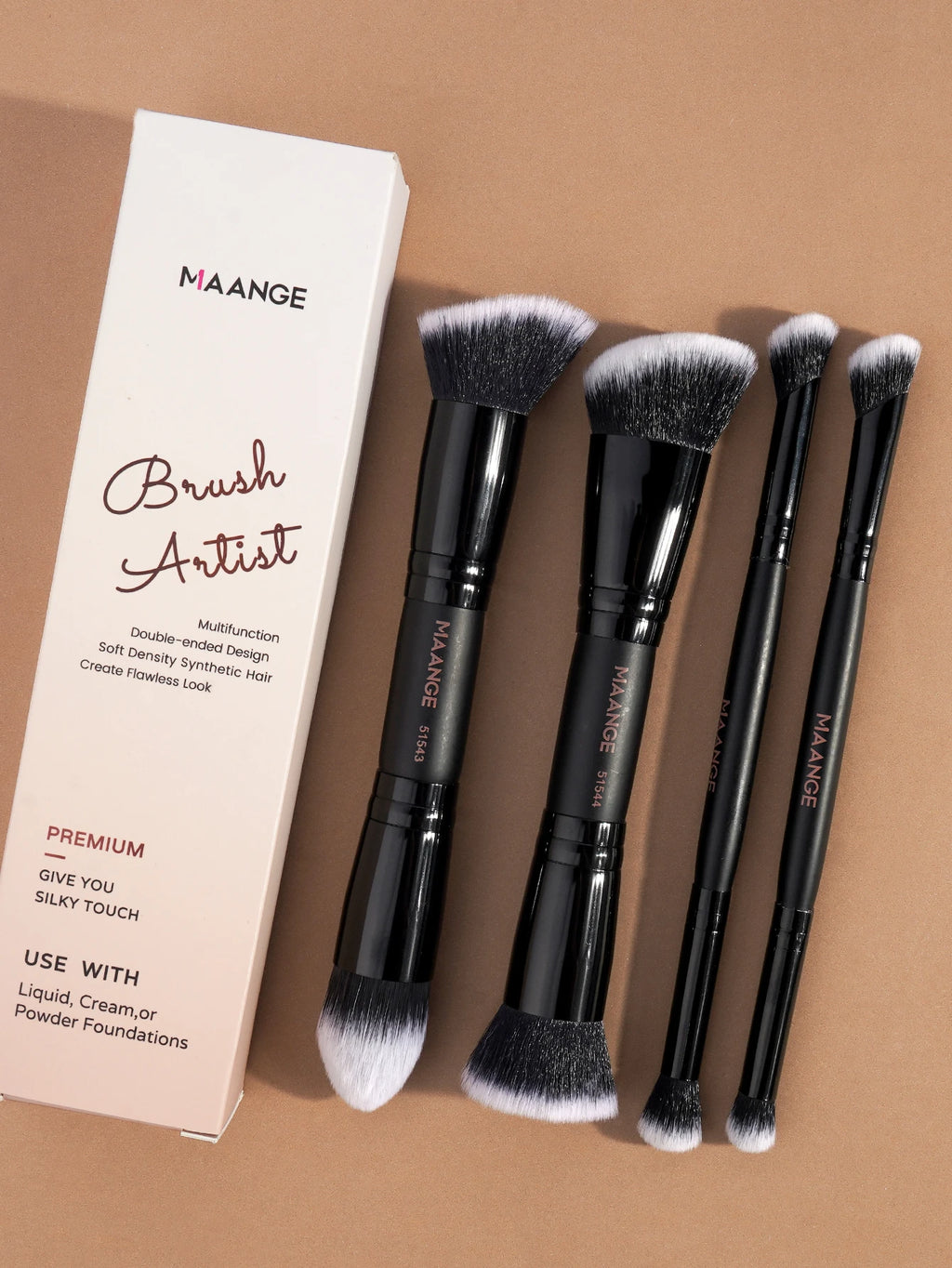 Ensemble de Pinceaux de Maquillage de Base – 4 Pièces avec Boîte