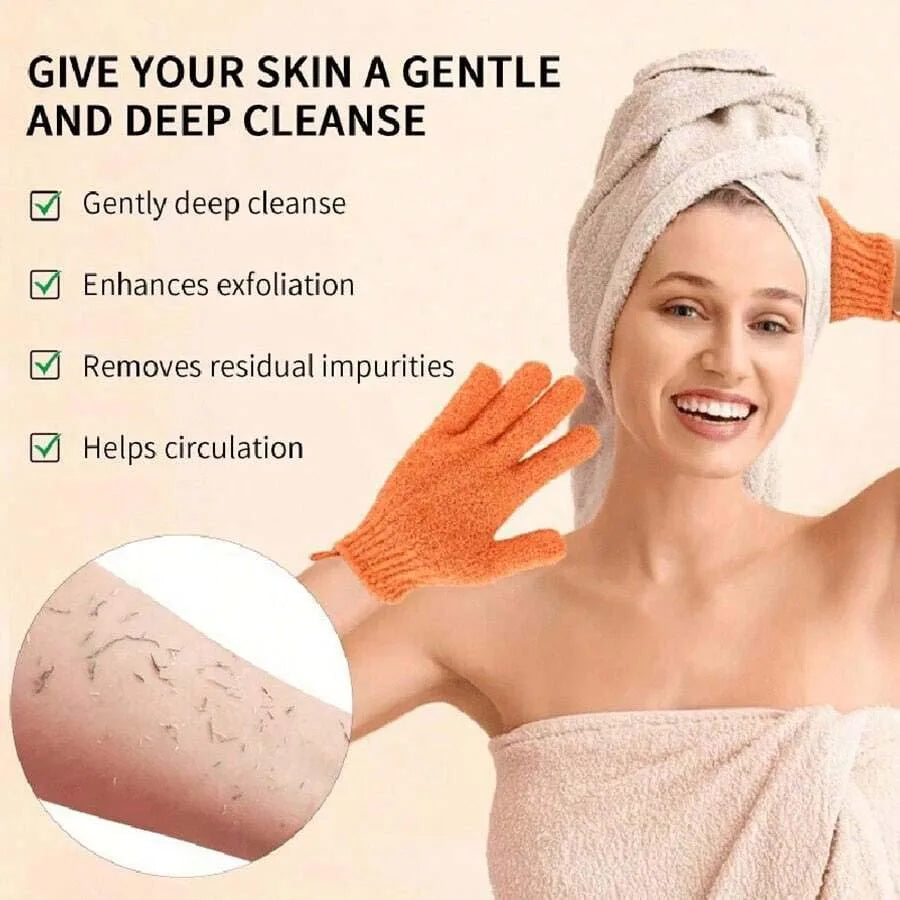 Gants de Douche Exfoliants Réversibles – Gommage Corporel et Nettoyage du Dos, Accessoire de Bain Pratique