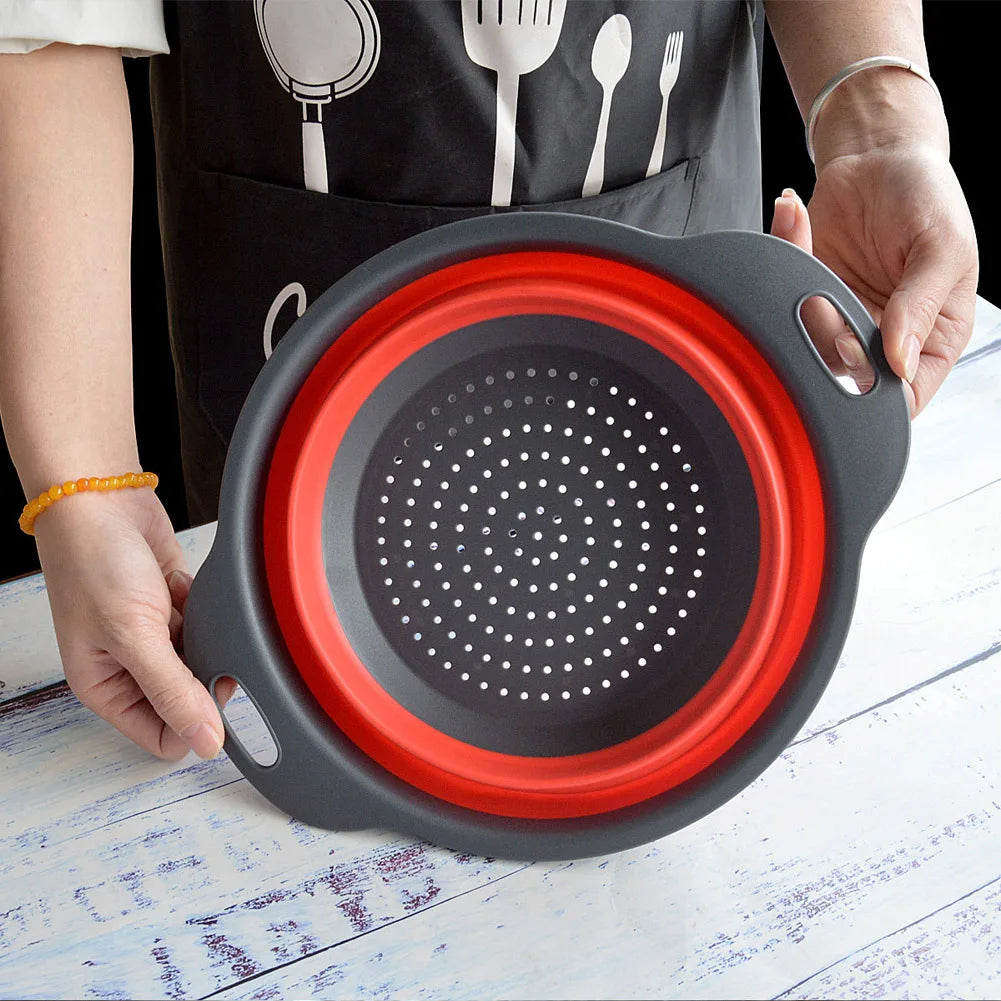 Panier de Vidange Pliant en Silicone – Passoire et Egouttoir Pliable pour Fruits et Légumes