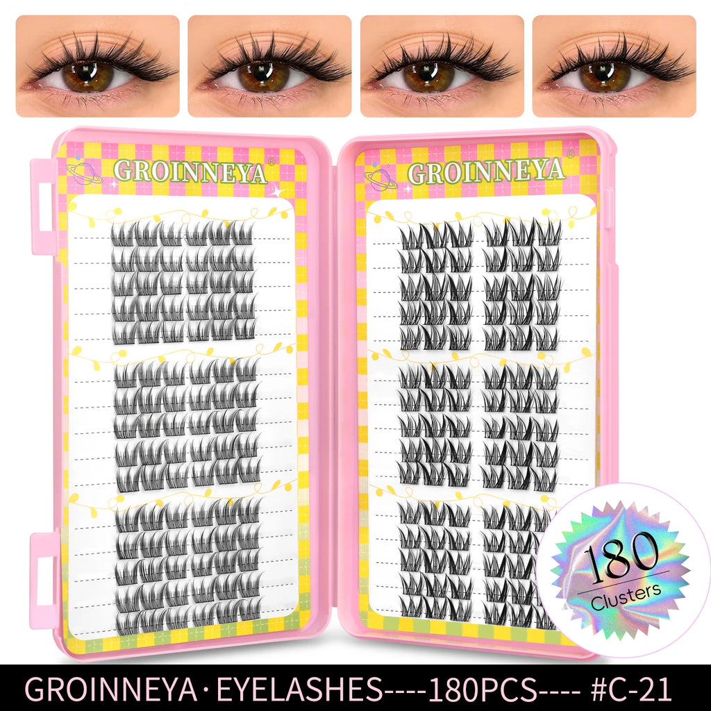 Eyelashes Clusters 320 pcs Natural Eyelash extension Cluster Lashes Volume Mixed Tray Lashes Cluster Natural Lashes