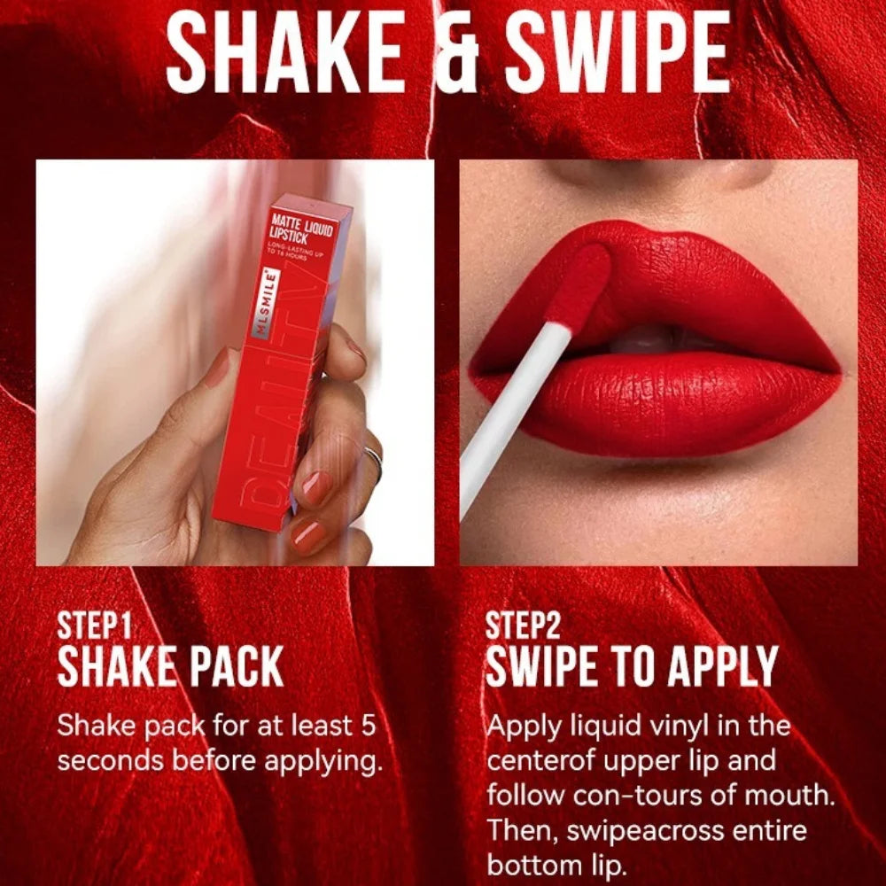 Rouge à Lèvres Liquide Satin Velours – Anti-Adhésif, Imperméable & Longue Durée