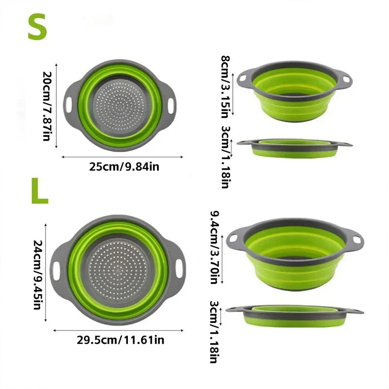 Panier de Vidange Pliant en Silicone – Passoire et Egouttoir Pliable pour Fruits et Légumes