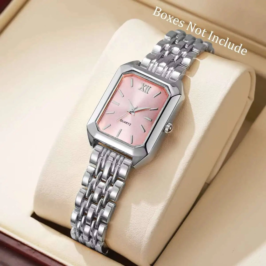 Montre à Quartz Rectangulaire pour Femmes – Bracelet Analogique de Luxe