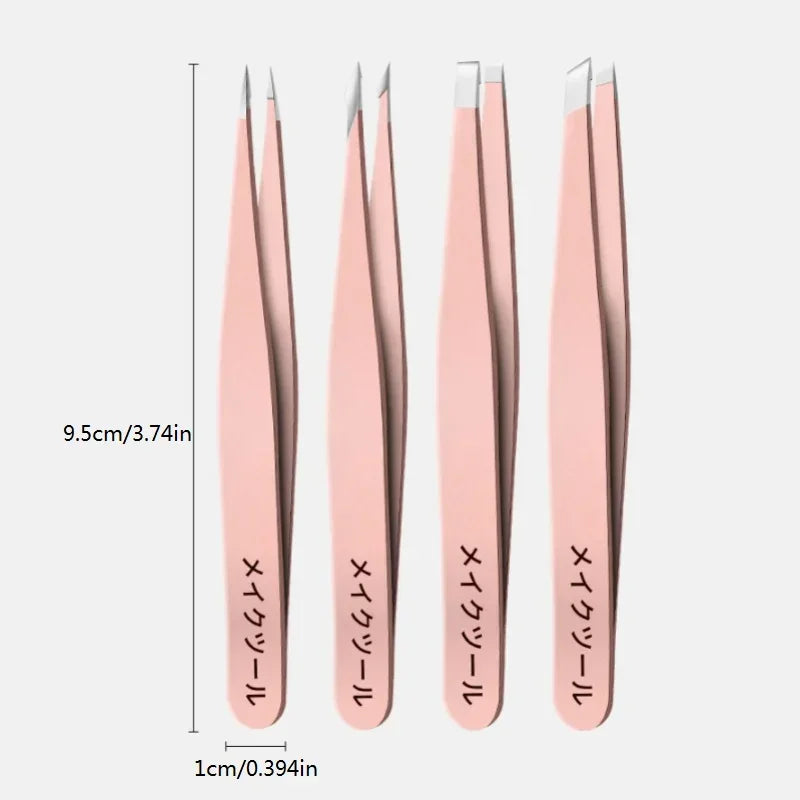 Ensemble de 4 Pinces à Précision – Sourcils, Cils & Moustaches